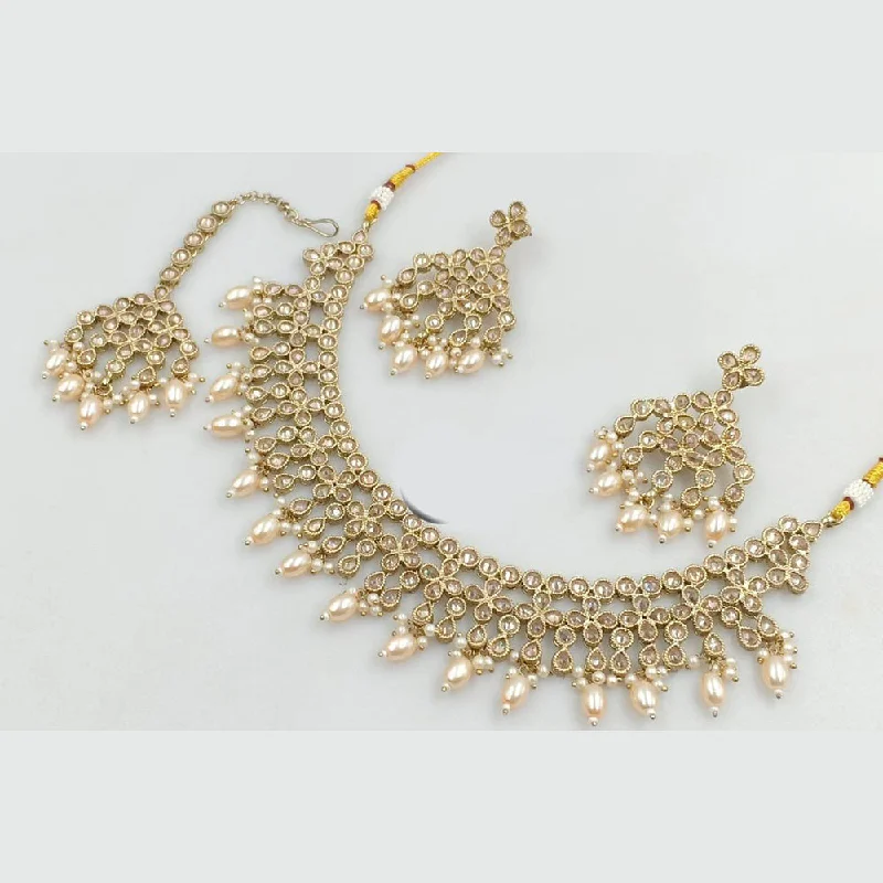 Manisha Jewellery Gold Plated Crystal Stone And Beads Necklace Set