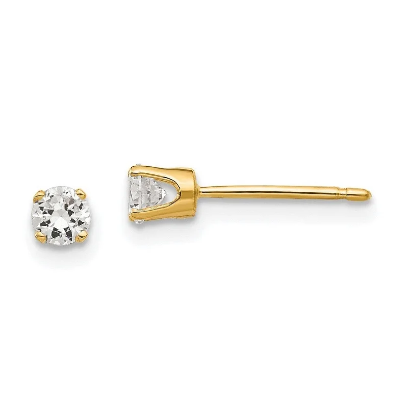 Curata 14k Yellow Gold Polished Post Earrings 3.25mm CZ Cubic Zirconia stud Earrings - 4x4mm Wide