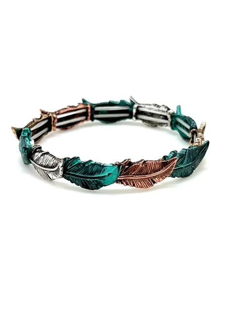 Patina Stretch Bracelet - Leaves