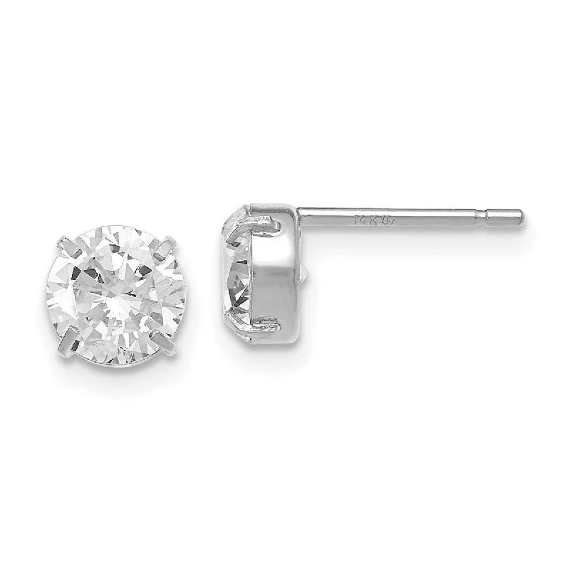 Curata 14k White Gold Post Earrings CZ Cubic Zirconia Stud 6.0mm Earrings - 6x6mm Wide