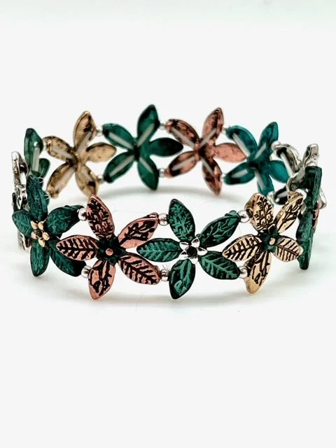 Patina Stretch Bracelet - Flower