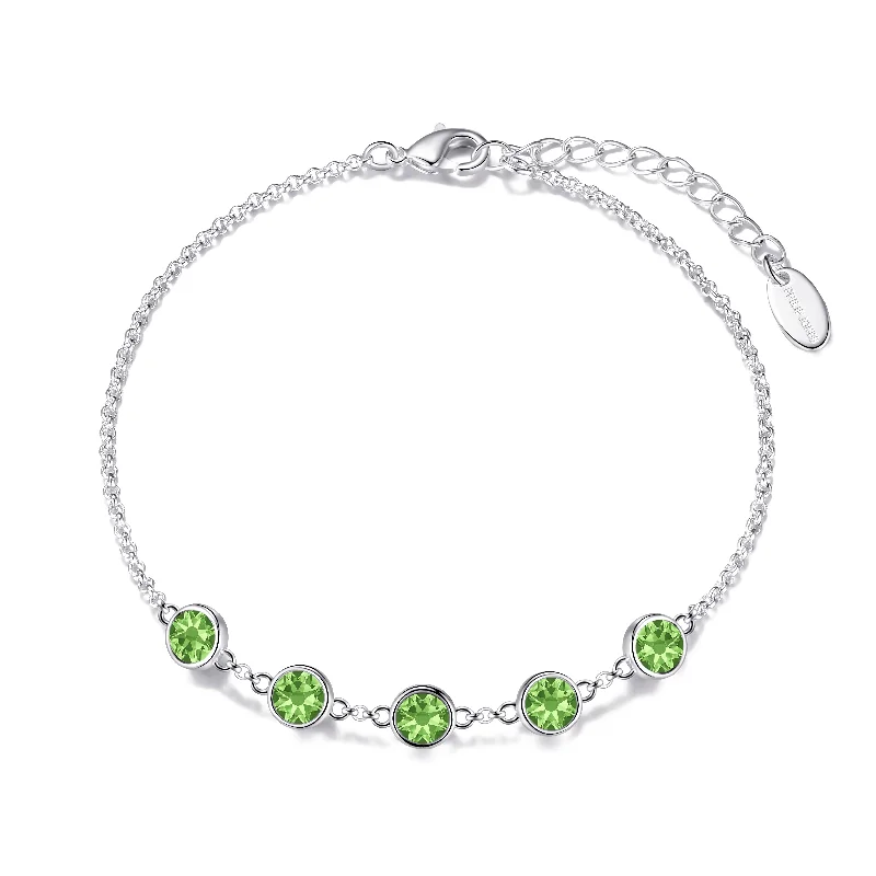 Light Green Crystal Chain Bracelet Created with Zircondia® Crystals