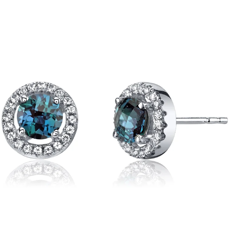 14k White Gold 1.4 ct Created Alexandrite Stud Earrings