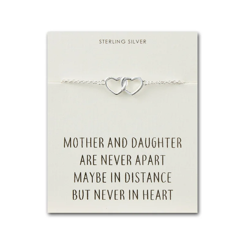 Sterling Silver Mother and Daughter Quote Heart Link Bracelet