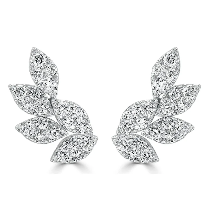 Joelle Diamond Cluster Ear Climber Earrings 14K Gold 1ct TDW