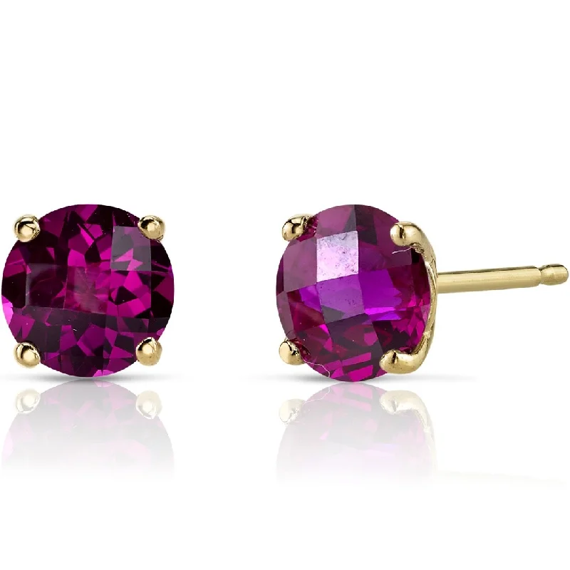 14k Yellow Gold 2.25 ct Created Ruby Stud Earrings