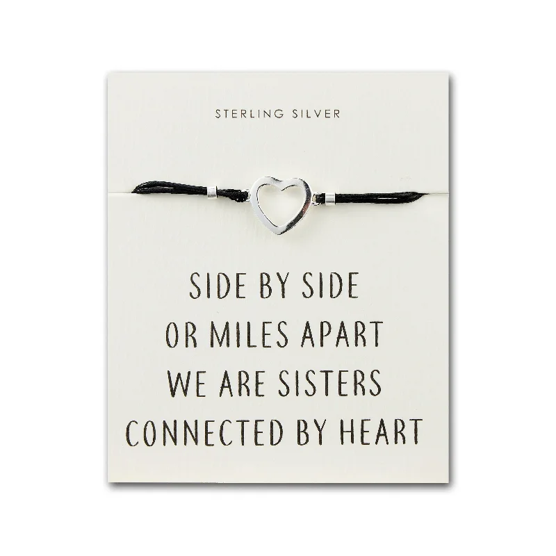 Sterling Silver Sister Heart Bracelet with Quote Card