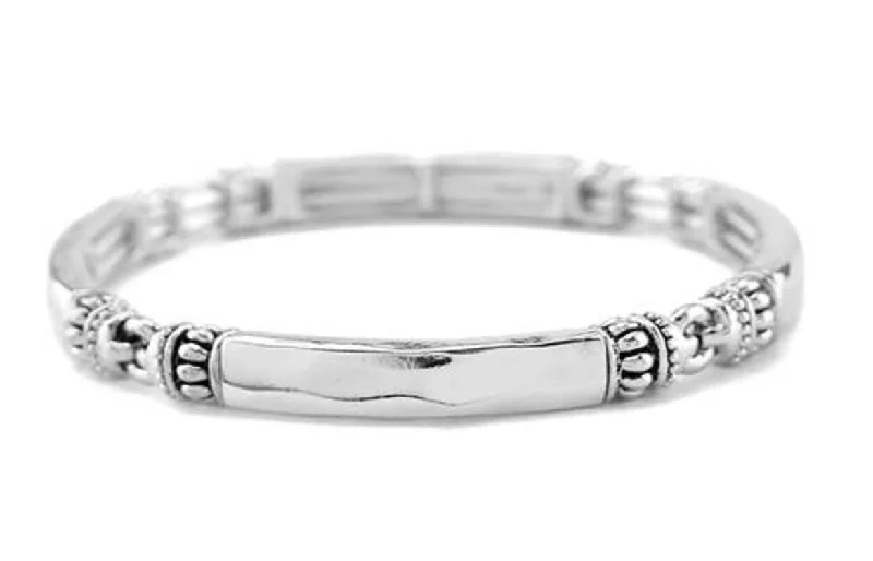 Silver Stretch Bracelet with Hammered design