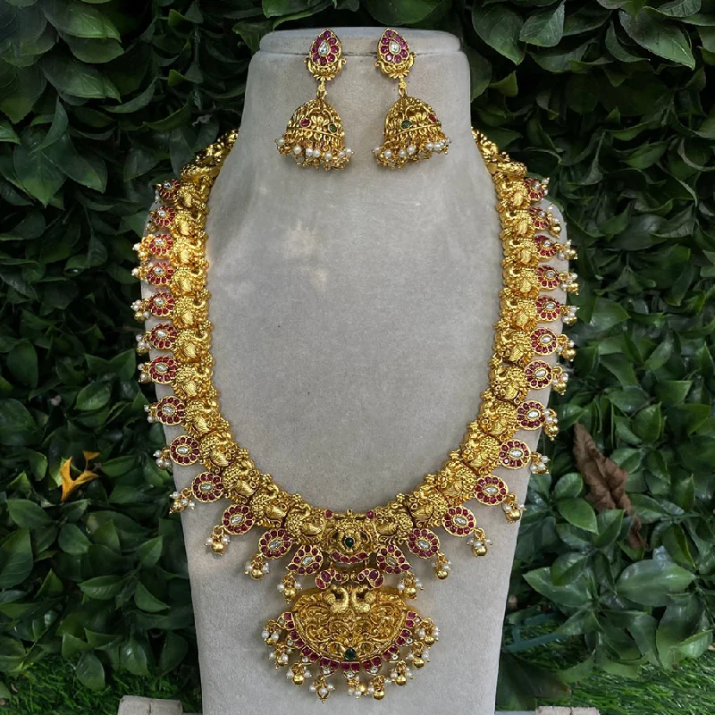 Amoliya Jewels Gold Plated Peacock Design Necklace Set