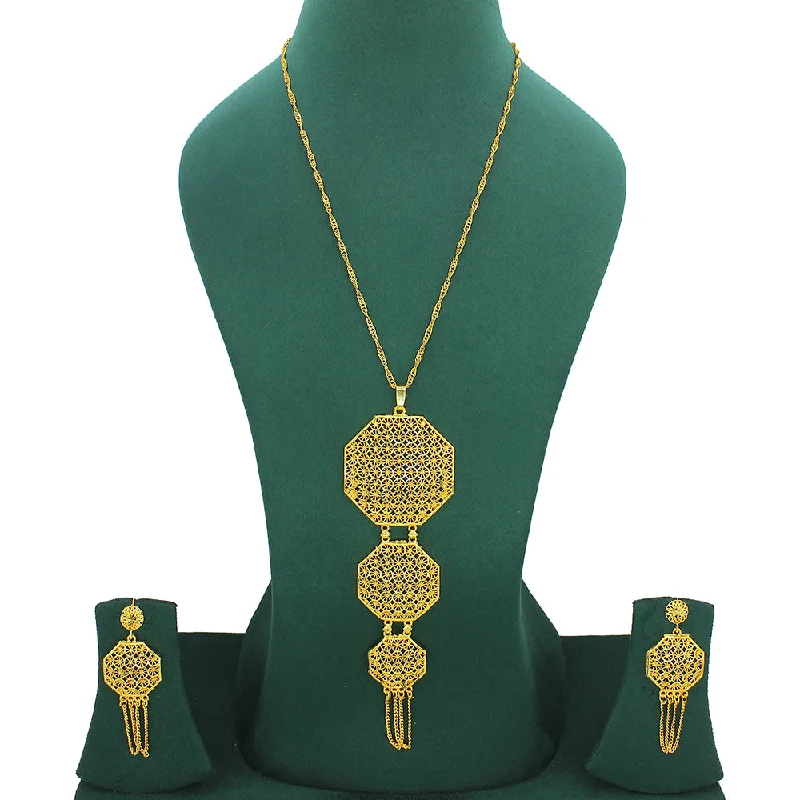 Mahavir Forming Look Gold Plated Long Necklace Set