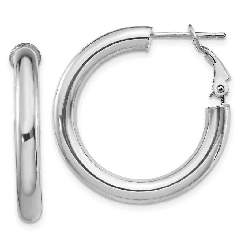 Curata 14k White Gold 4x20mm Polished Round Hoop Earrings - 28.6x28.65mm Wide 4mm Thick