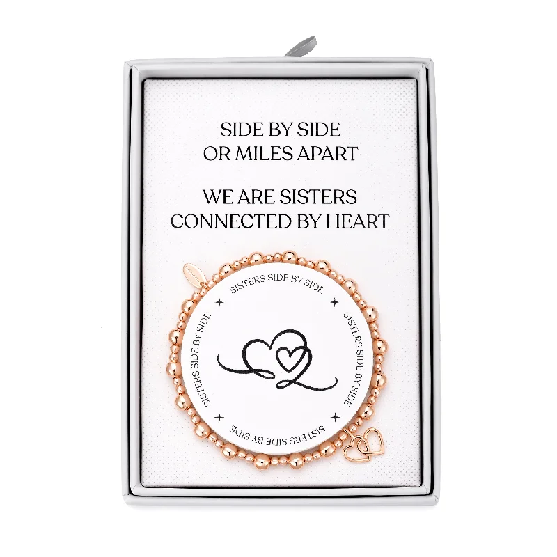 Rose Gold Plated Sister Quote Stretch Bracelet with Gift Box