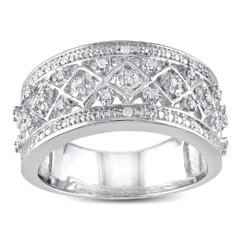 Miadora Sterling Silver 1/6ct TDW Diamond Ring