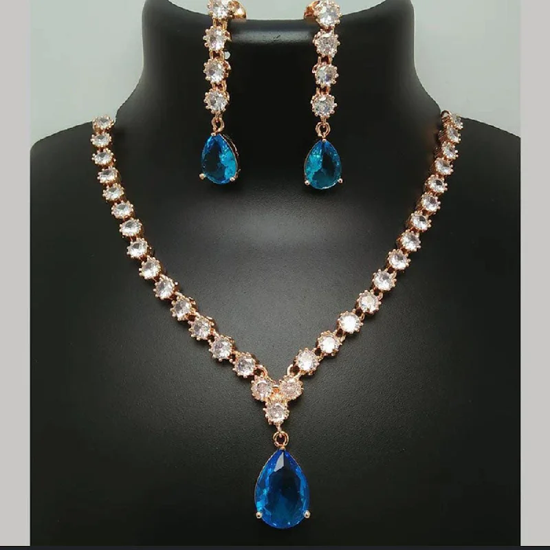 Manisha Jewellery Rose Gold Plated Crystal Stone Necklace Set