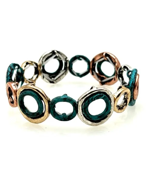 Patina Stretch Bracelet - Mixed Shapes Design 15