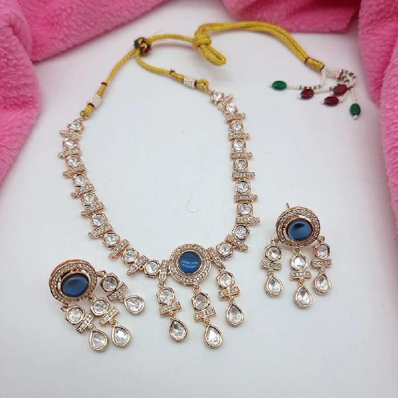 JCM Gold Plated Polki Kundan Necklace Set