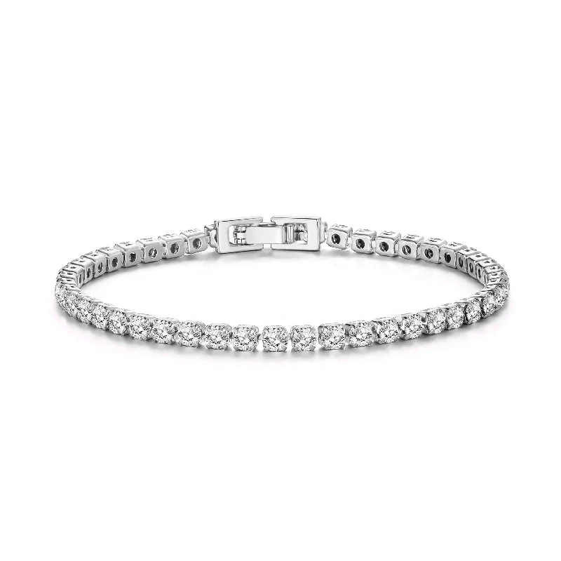 Silver Plated 3mm Tennis Bracelet Created with Zircondia® Crystals