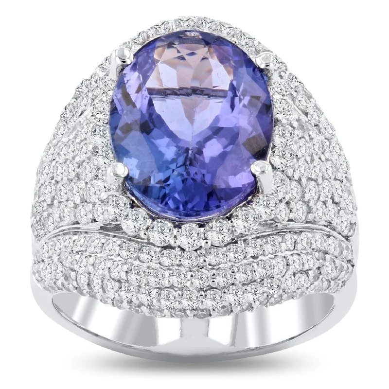 Auriya 14k White Gold 5 1/4ct Tanzanite and 2 1/4ct TDW Diamond Ring