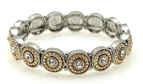 Two Tone beaded stretch bracelet with crystals