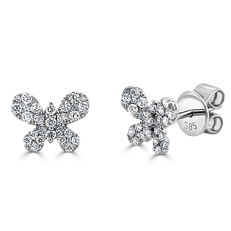 Joelle Diamond Butterfly Studs Earrings 14K Gold 1/2 ct