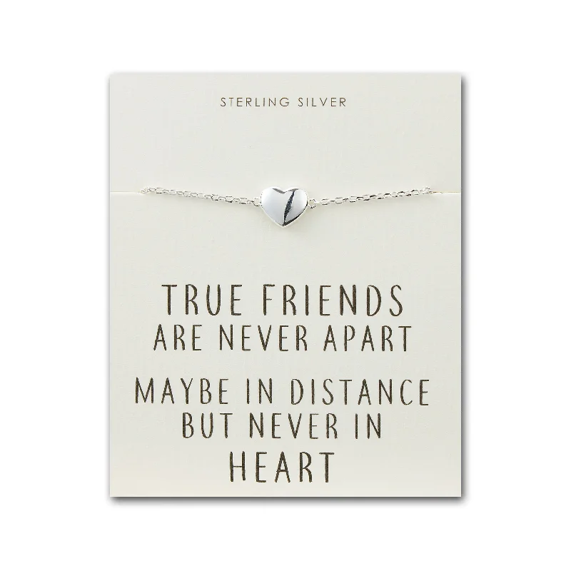 Sterling Silver Friendship Quote Heart Bracelet