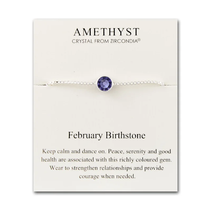 February (Amethyst) Birthstone Bracelet Created with Zircondia® Crystals