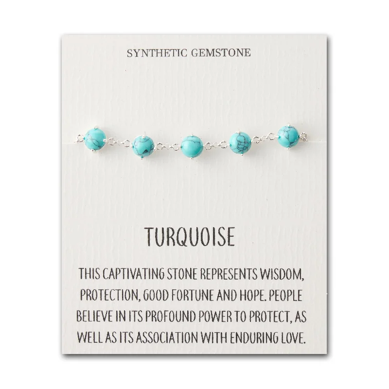 Synthetic Turquoise Gemstone Bracelet with Quote Card