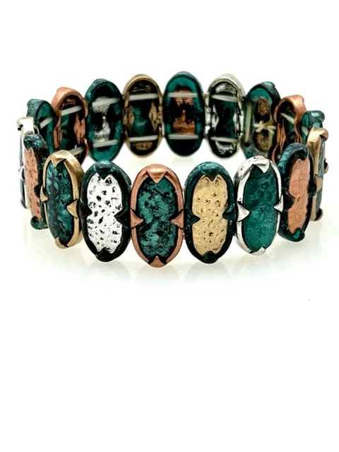 Patina Stretch Bracelet - Mixed Shapes Design 22