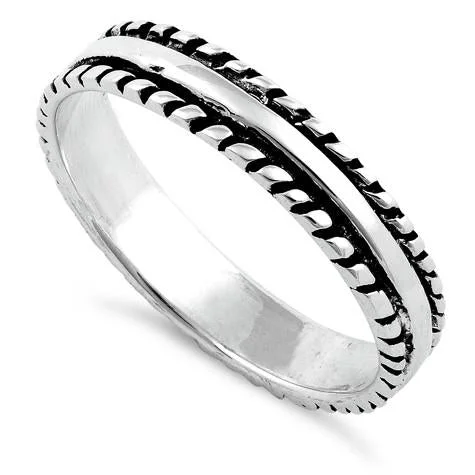 Sterling Silver Thin Double Rope Ring