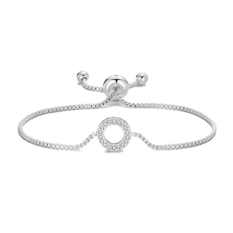 Silver Plated Circle of Life Friendship Bracelet Created with Zircondia® Crystals