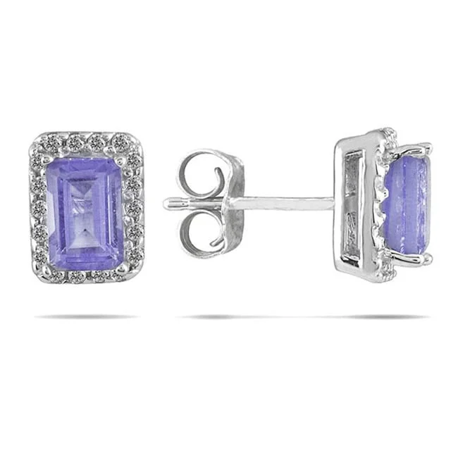 Marquee 14K White Gold Tanzanite and 1/5ct TDW Diamond Earrings (I-J, I1-I2)