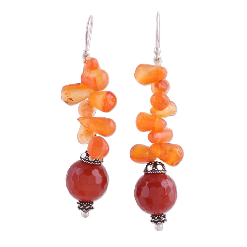 Novica Handmade Ceremony Carnelian Dangle Earrings