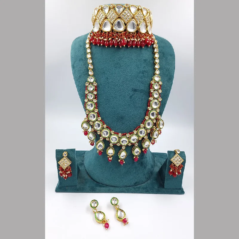 JCM Gold Plated Kundan Stone Double Necklace Set