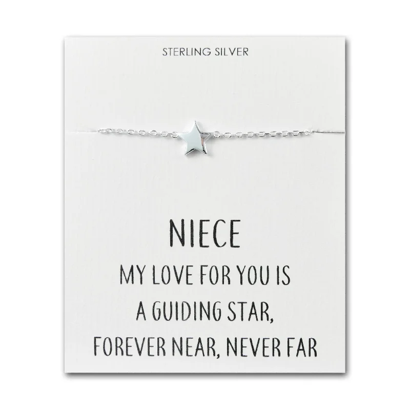 Sterling Silver Niece Quote Star Bracelet