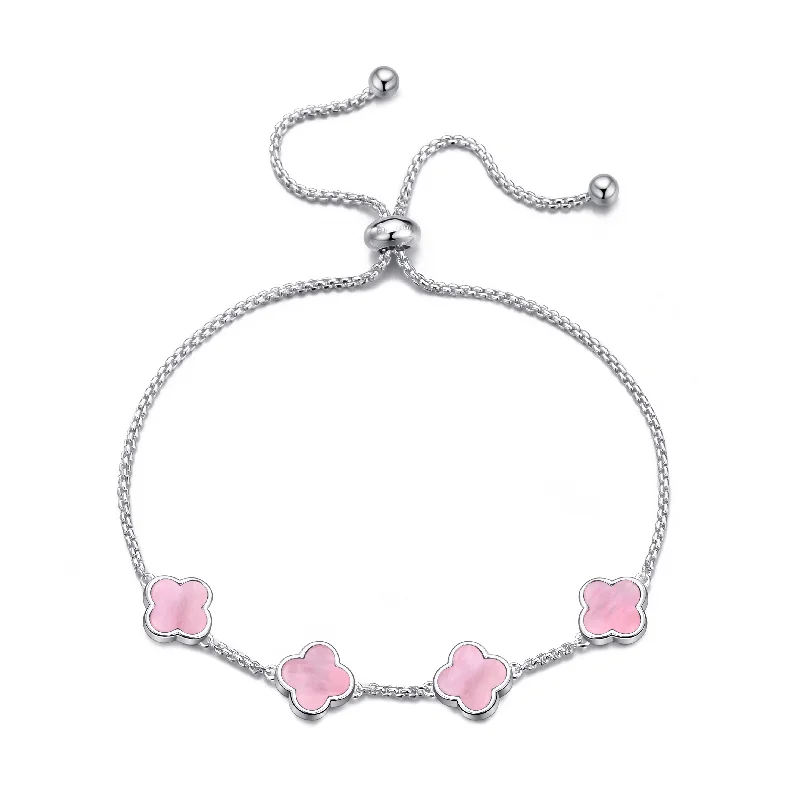 Pink Mother Of Pearl Multi Clover Friendship Bracelet