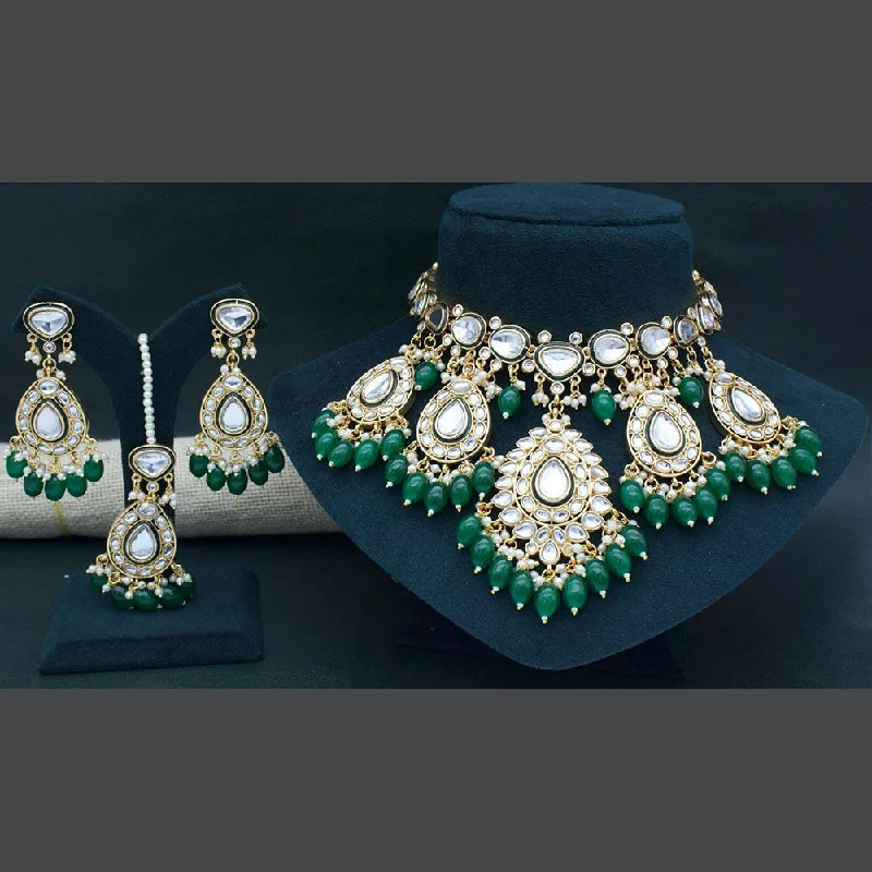 Manisha Jewellery Gold Plated Kundan Stone And Pearl Choker Necklace Set