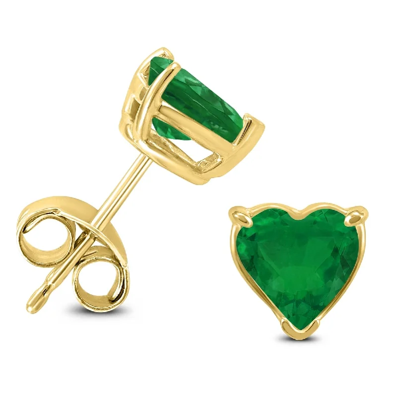 Marquee 14K Yellow Gold 4MM Heart Emerald Earrings