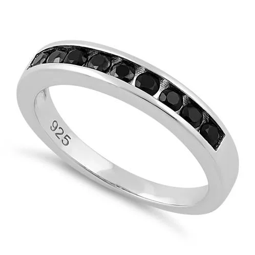 Sterling Silver Black CZ Band Ring