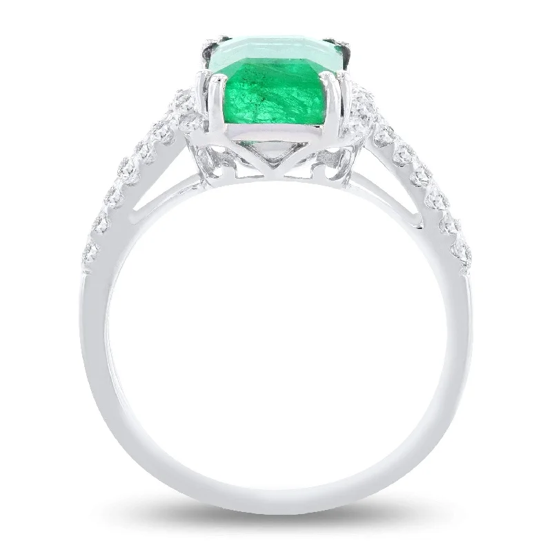 Auriya 14k White Gold 2 5/8ct Emerald and 1/3ct TDW Diamond Ring