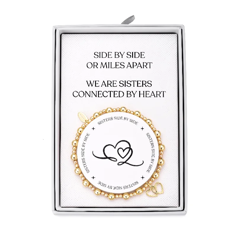 Gold Plated Sister Quote Stretch Bracelet with Gift Box