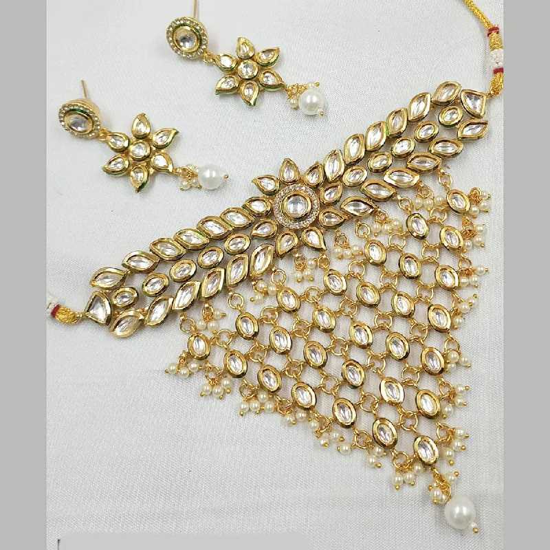 Padmawati Bangles Gold Plated Kundan Stone And Pearls Choker Necklace Set