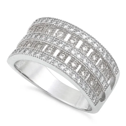 Sterling Silver Elegant Pave CZ Ring