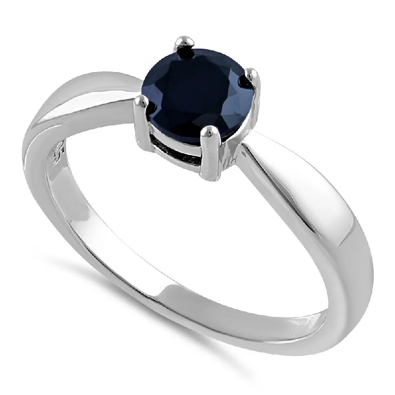 Sterling Silver 6mm Round Black CZ Ring