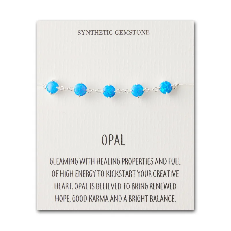 Synthetic Blue Opal Gemstone Bracelet with Quote Card