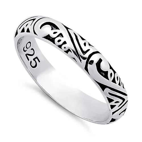 Sterling Silver Abstract Design Eternity Band