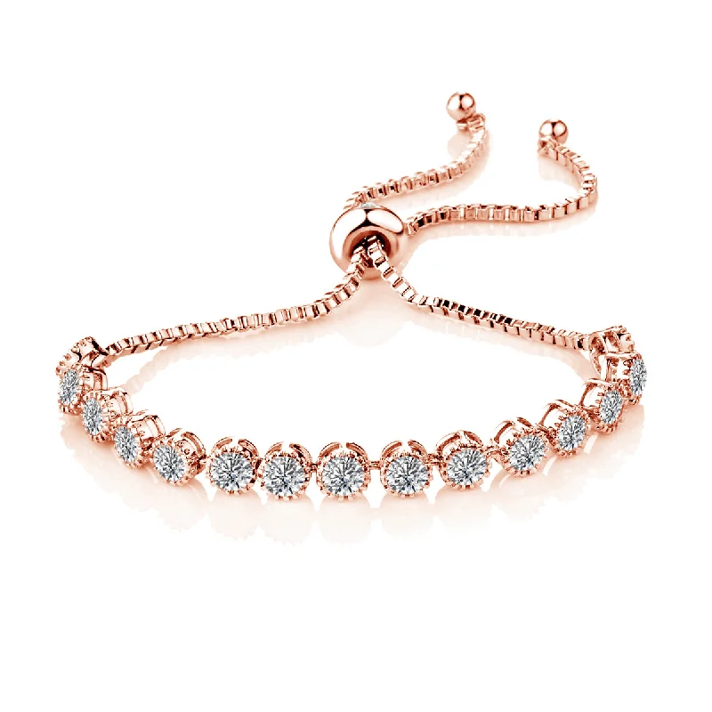 Rose Gold Plated Friendship Bracelet with Zircondia® Crystals