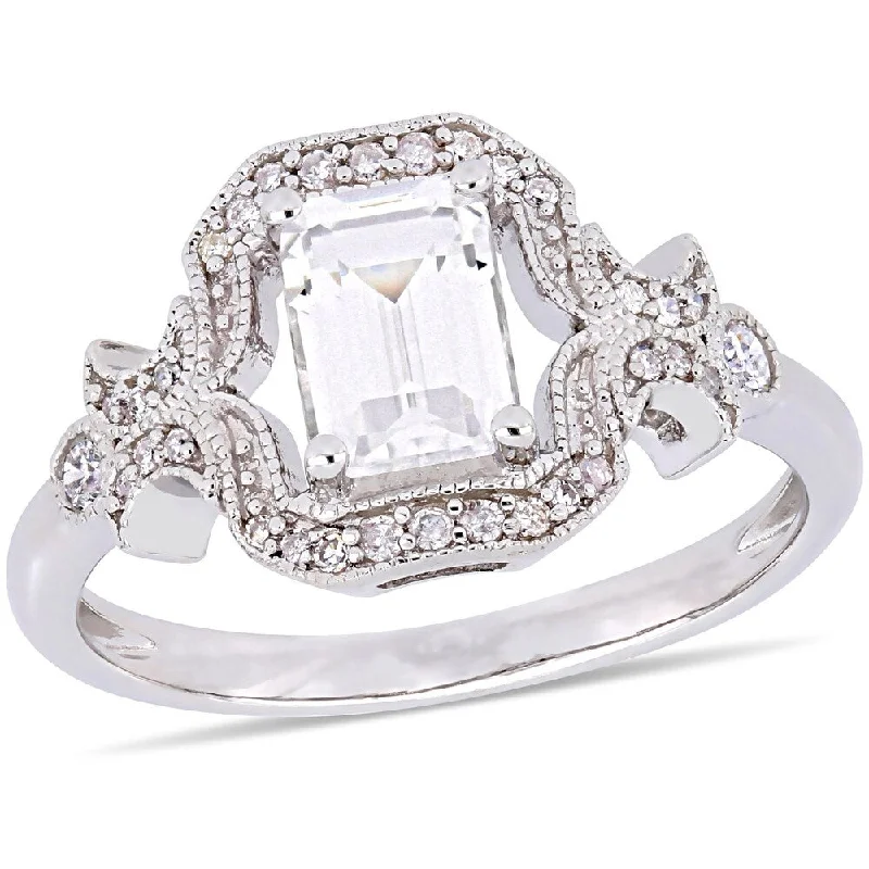 Miadora Sterling Silver Created White Sapphire 1/6ct TDW Diamond Ring