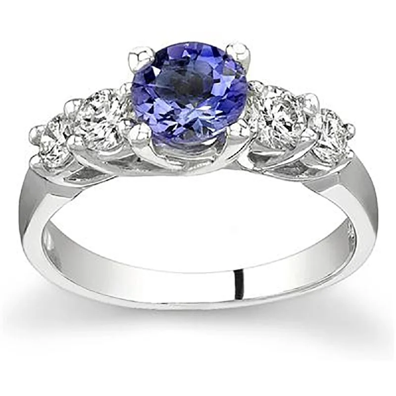 5 Stone Tanzanite and Diamond Ring