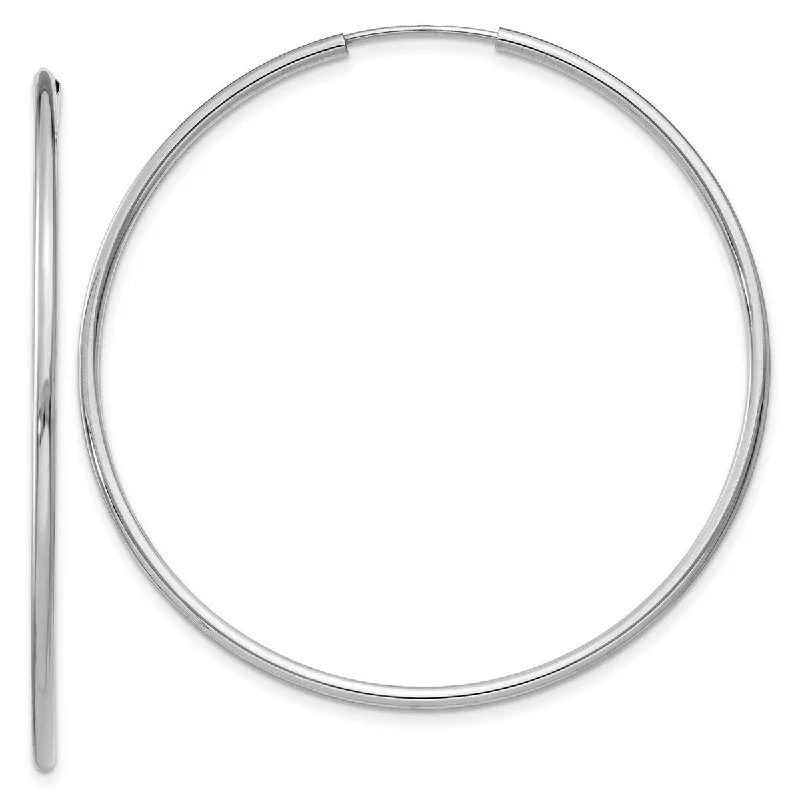 Curata 14k White Gold tube 1.5x44mm Polished Endless Hoop Earrings