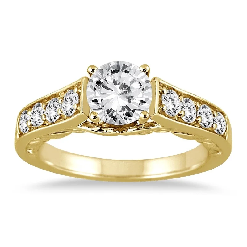 AGS Certified 1 1/2 Carat TW Diamond Ring in 14K Yellow Gold (J-K Clarity, I2-I3 Clarity)